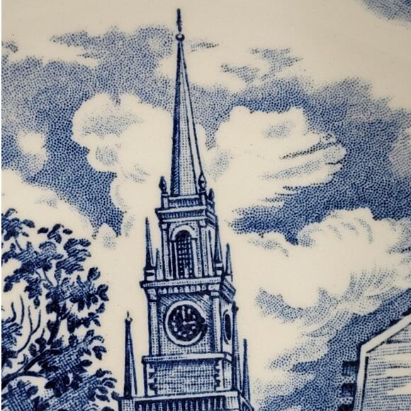 Staffordshire Vintage Liberty Blue 1776 Colonial Transferware 4 Rim Soup Bowls 1 - Picture 8 of 11